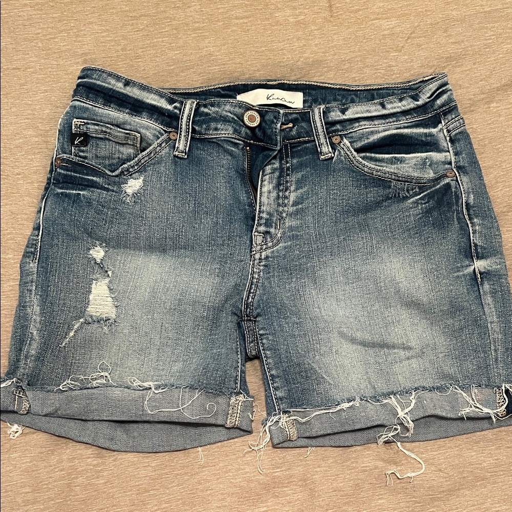 KanCan Women's Ripped Blue Jean Shorts